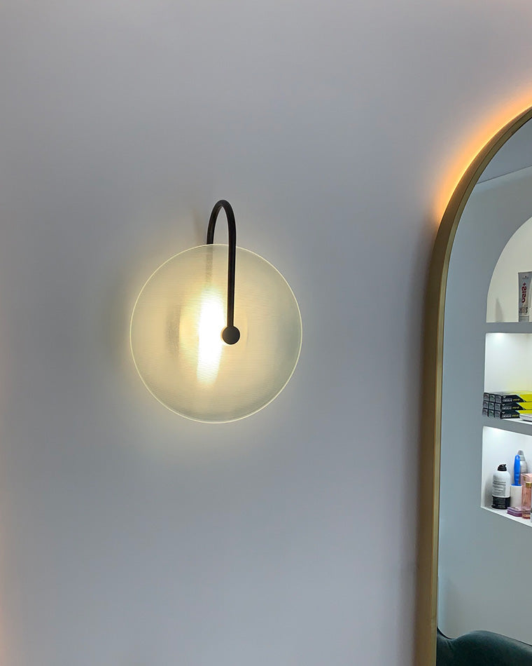 Diff Ribbed Glass Disc Wall Sconce-DF6028