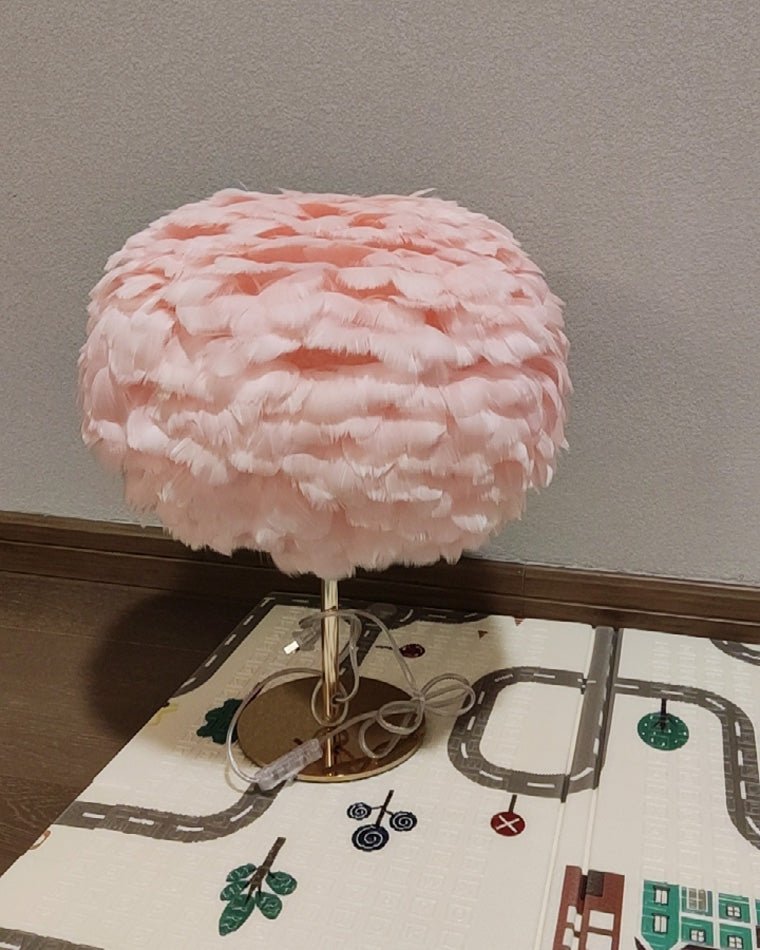 Diff Pretty Round Feather Table Night Lamp-DF8038