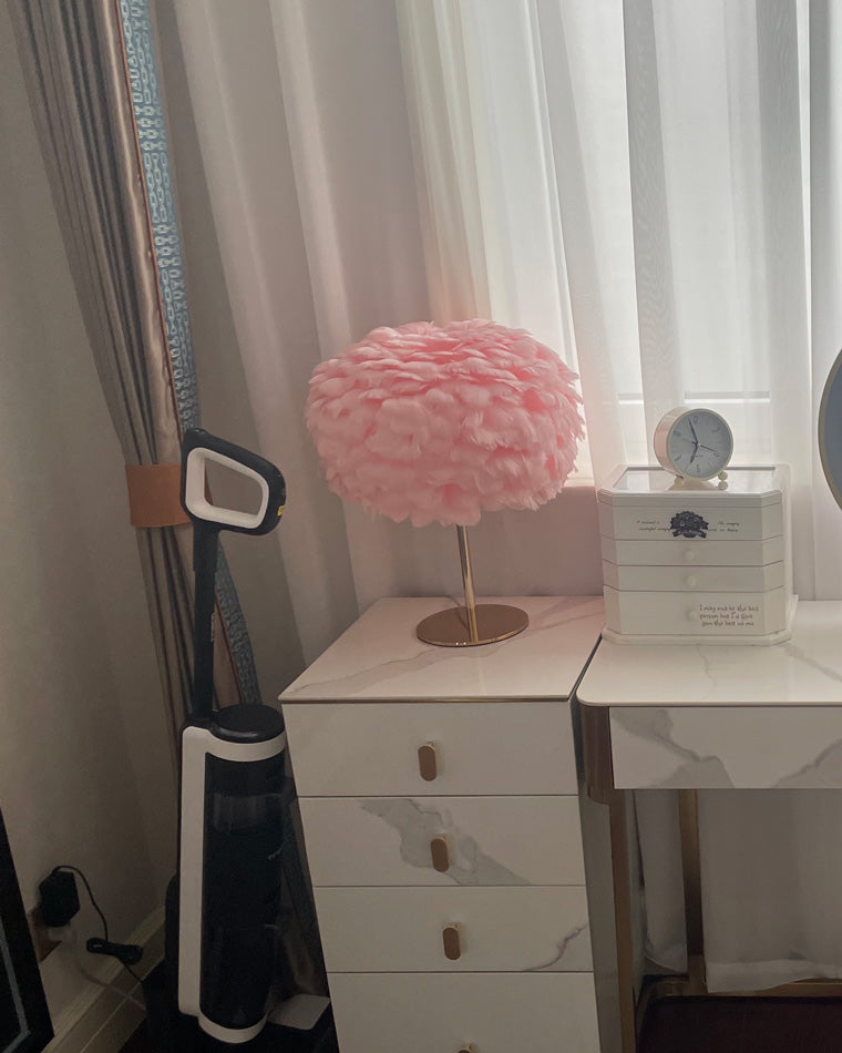 Diff Pretty Round Feather Table Night Lamp-DF8038