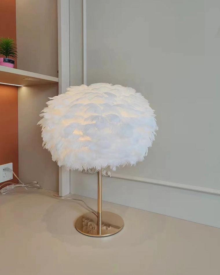 Diff Pretty Round Feather Table Night Lamp-DF8038
