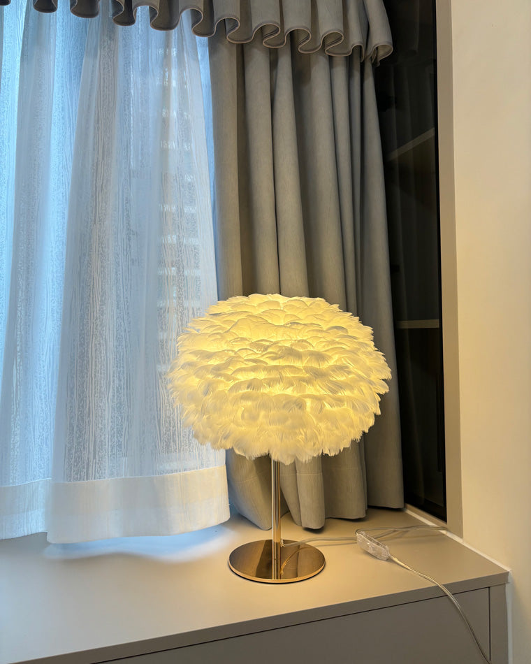 Diff Pretty Round Feather Table Night Lamp-DF8038