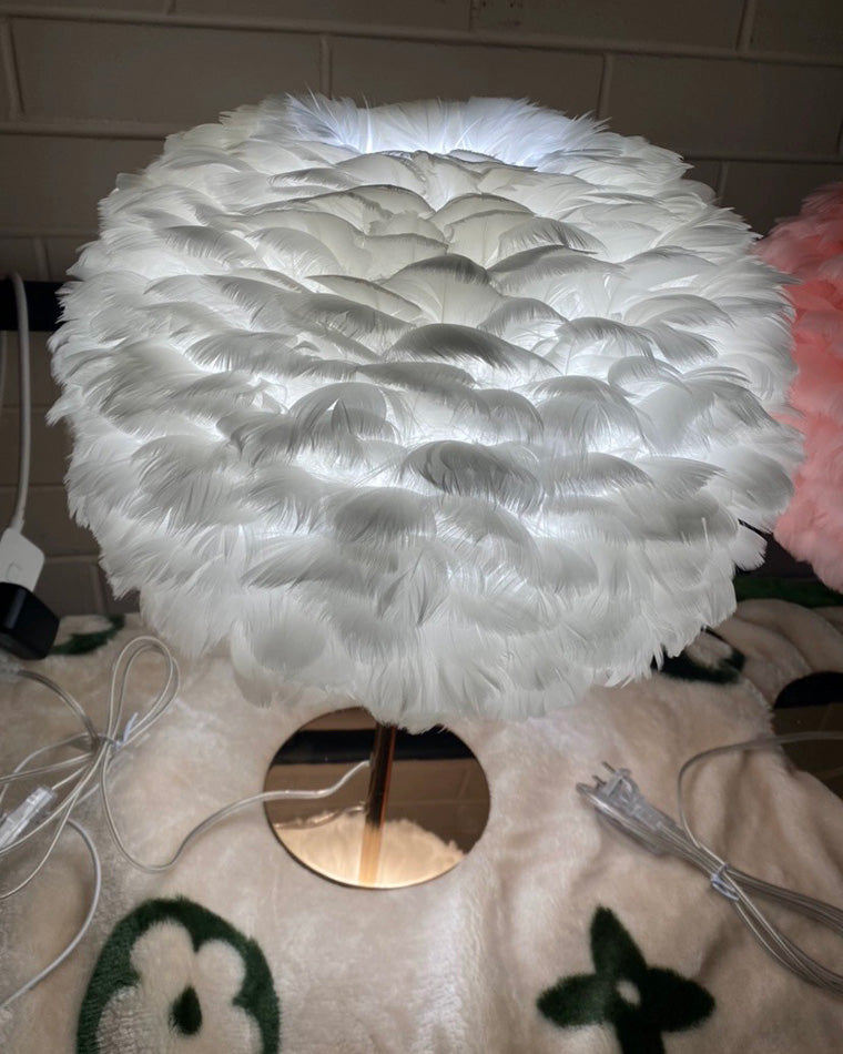 Diff Pretty Round Feather Table Night Lamp-DF8038