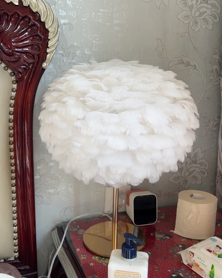 Diff Pretty Round Feather Table Night Lamp-DF8038