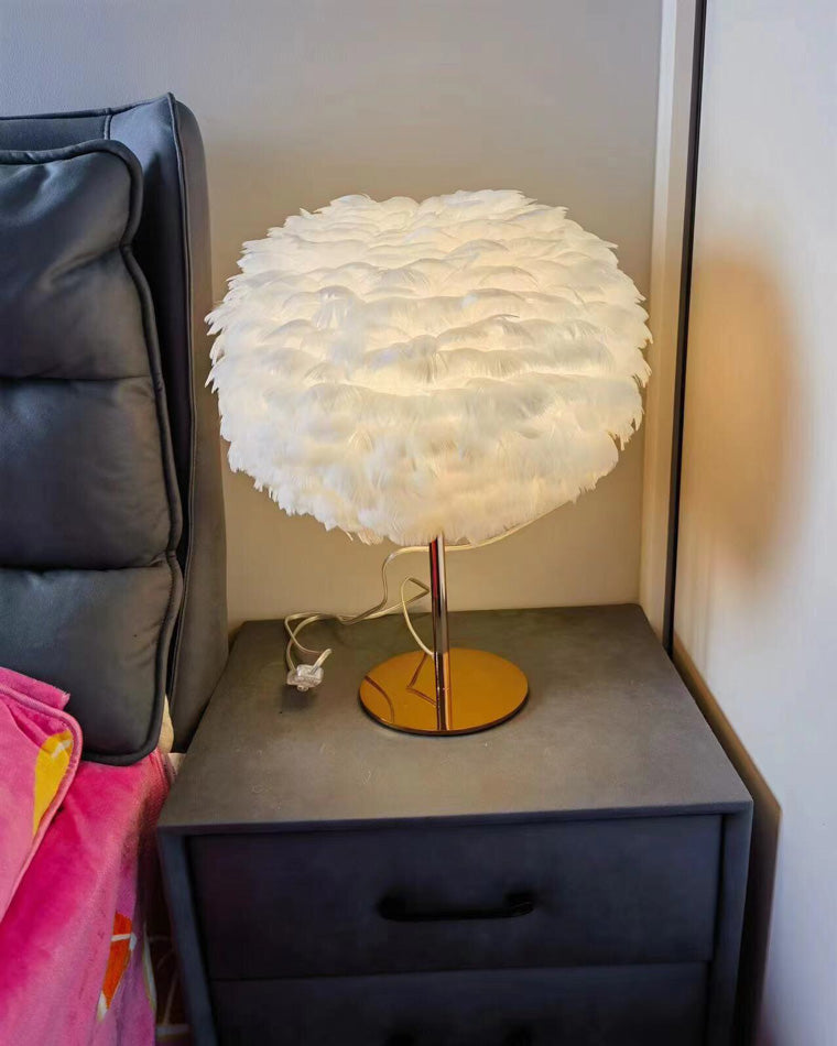 Diff Pretty Round Feather Table Night Lamp-DF8038