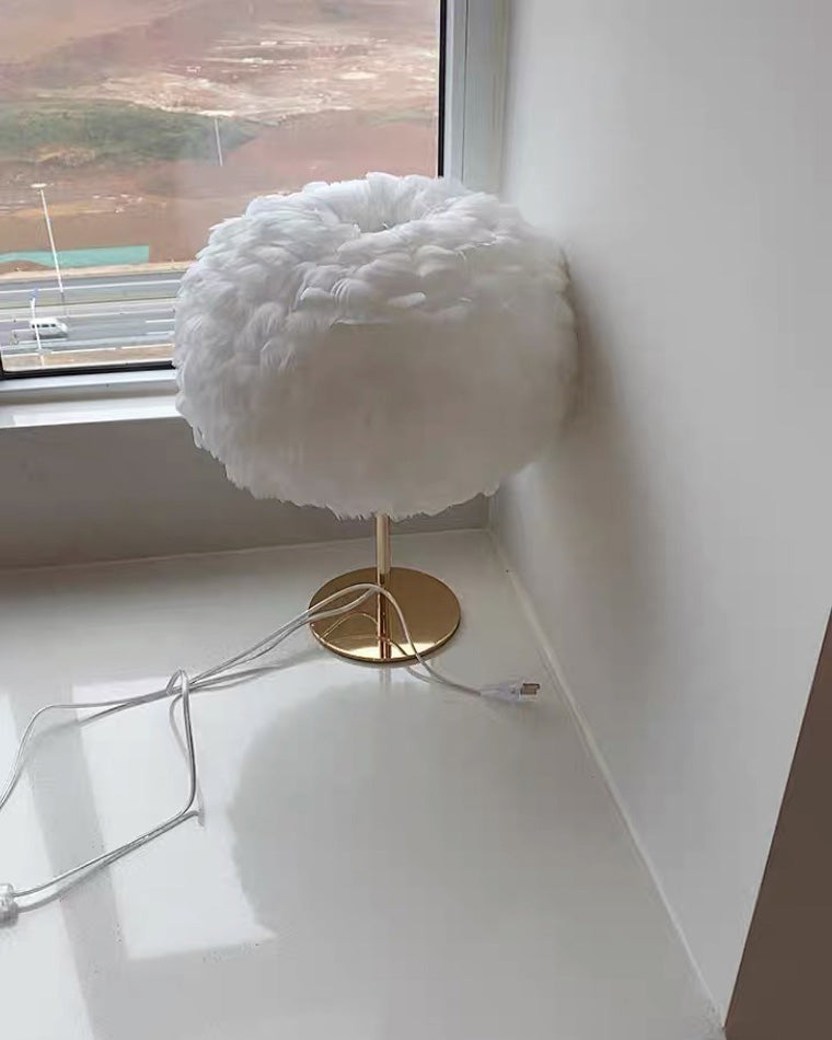 Diff Pretty Round Feather Table Night Lamp-DF8038