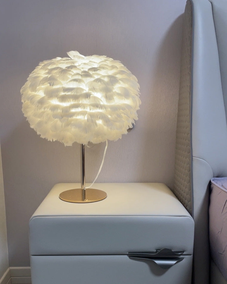 Diff Pretty Round Feather Table Night Lamp-DF8038