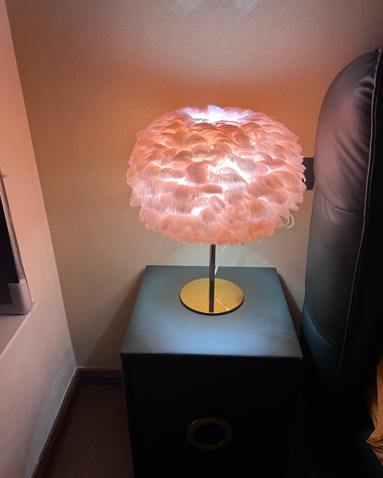 Diff Pretty Round Feather Table Night Lamp-DF8038