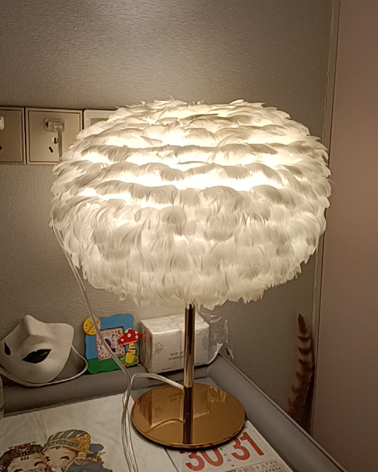 Diff Pretty Round Feather Table Night Lamp-DF8038