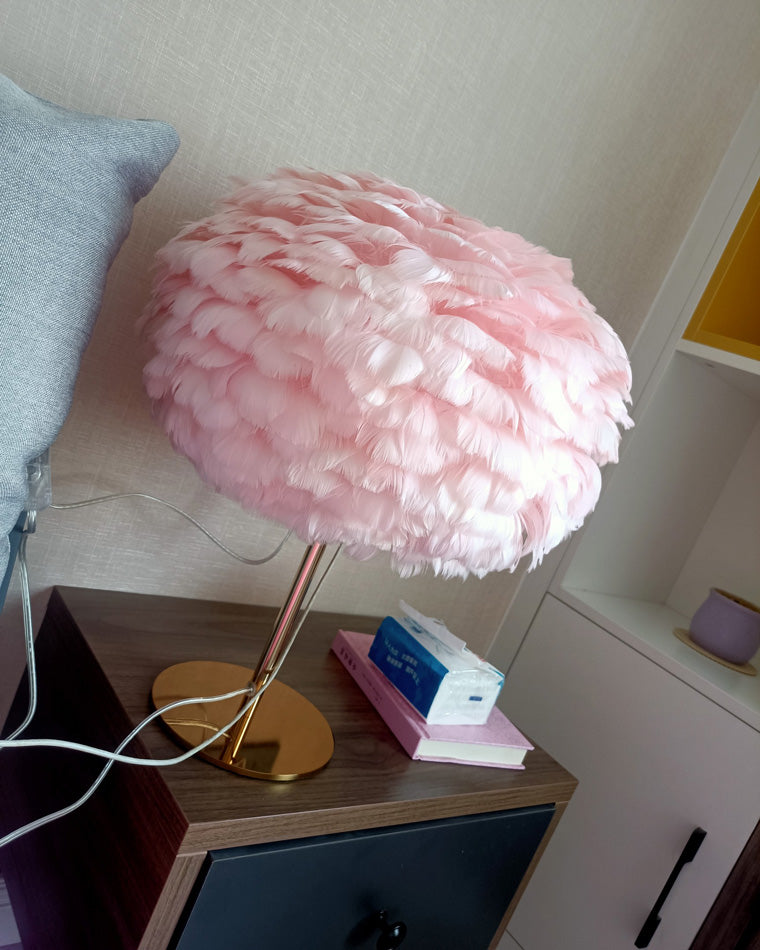 Diff Pretty Round Feather Table Night Lamp-DF8038