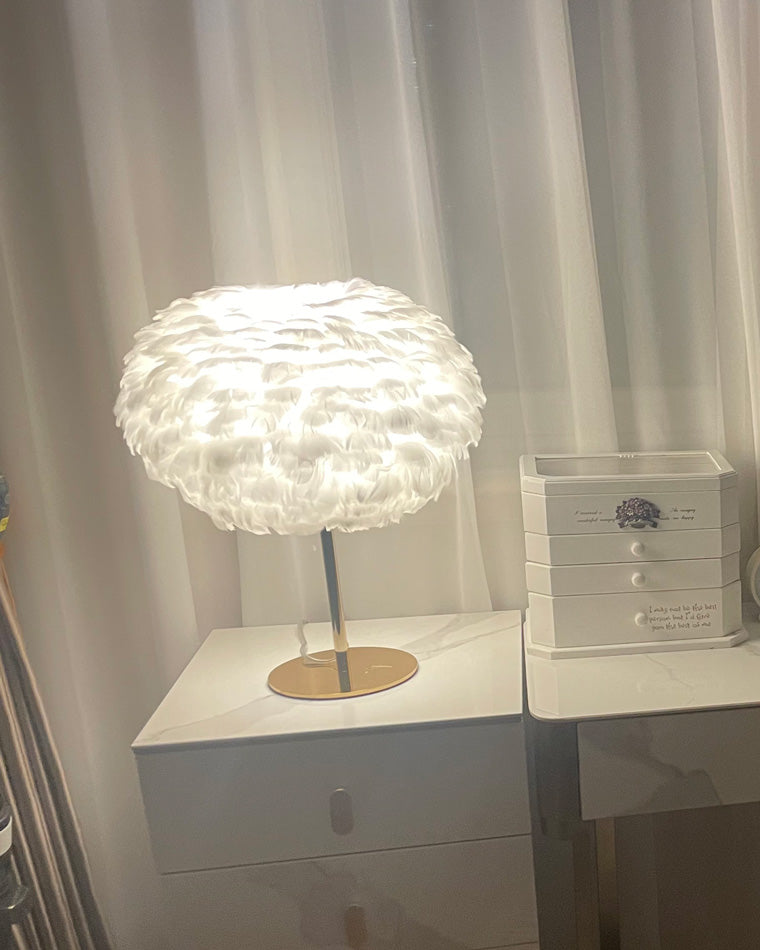 Diff Pretty Round Feather Table Night Lamp-DF8038