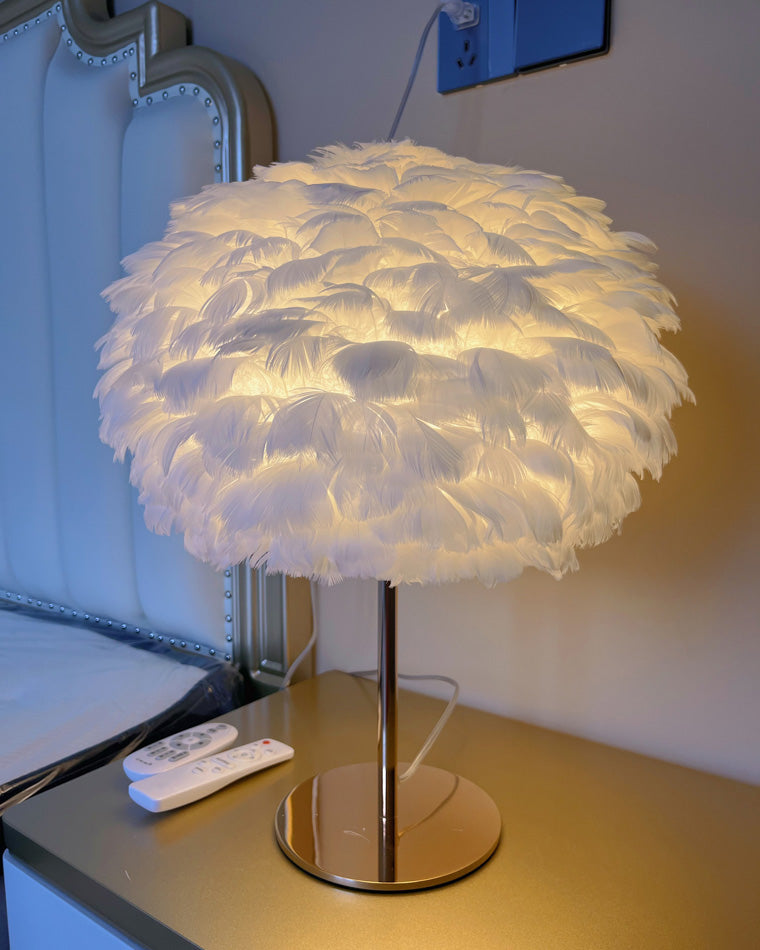 Diff Pretty Round Feather Table Night Lamp-DF8038