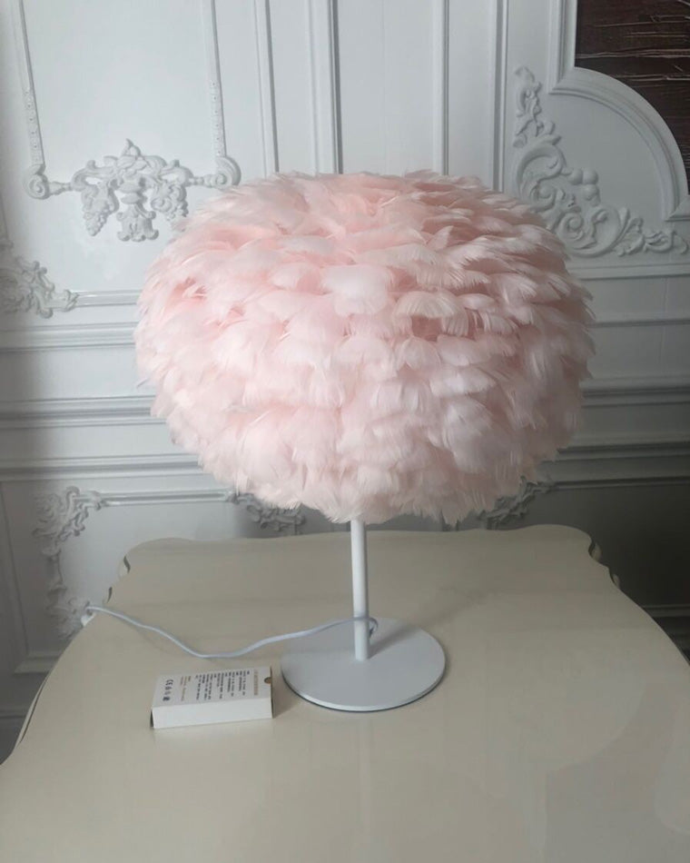 Diff Pretty Round Feather Table Night Lamp-DF8038