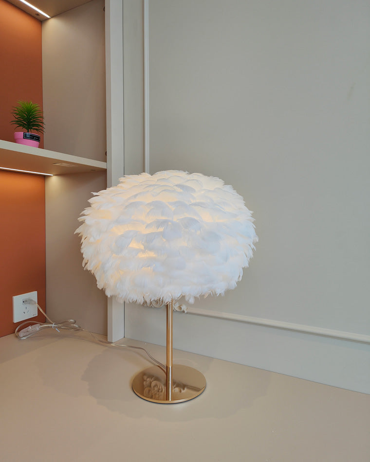 Diff Pretty Round Feather Table Night Lamp-DF8038