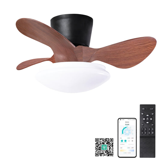 24'' walnut Small Ceiling Fan with Lights