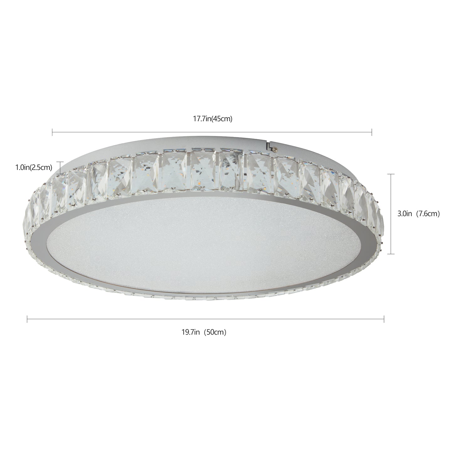 Crystal LED Ceiling Light, 19.7-Inch Flush Mount
