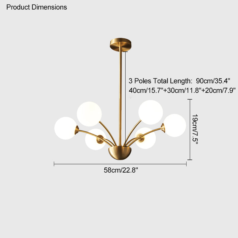 Diff Milk Glass Globe Arm Chandelier-DF2176