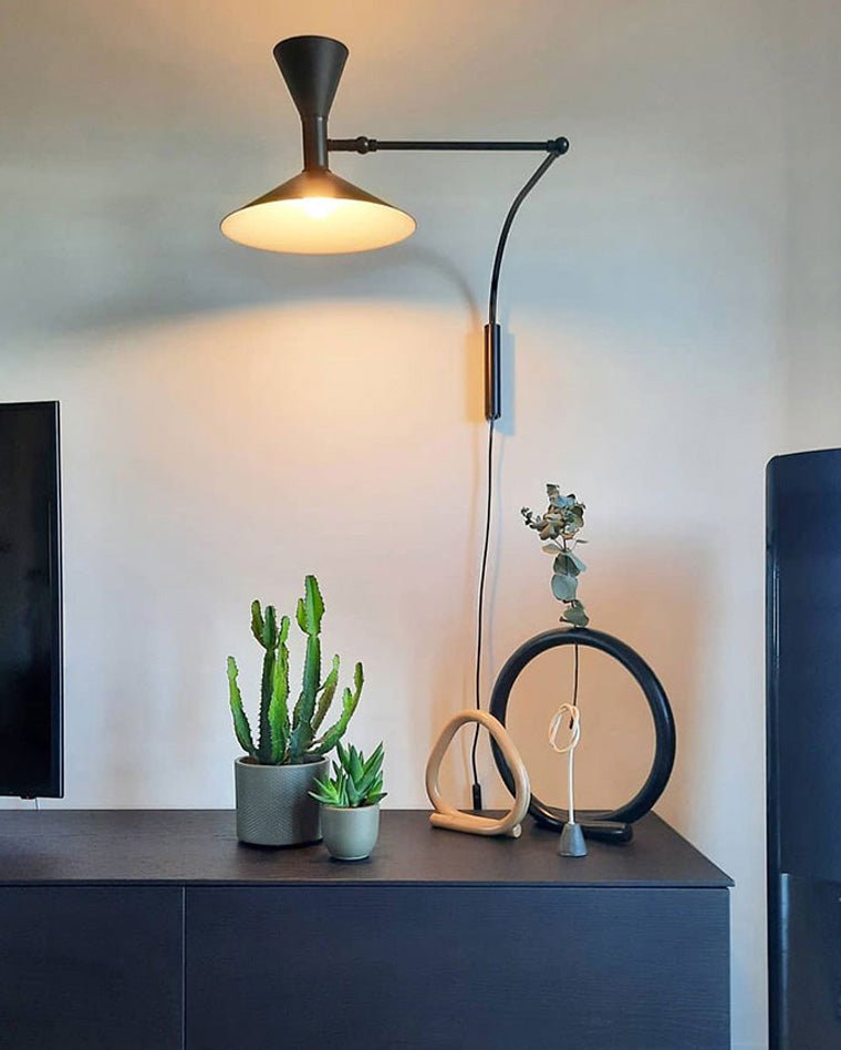 Diff Horn Swing Arm Wall Sconce with Switch-DF6014