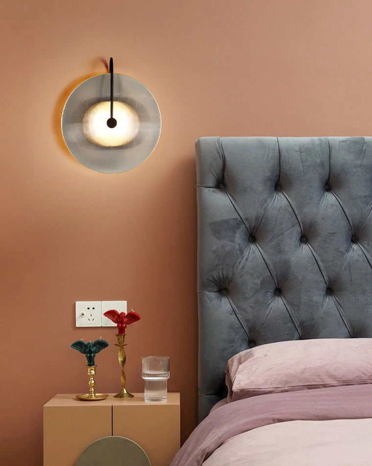 Diff Ribbed Glass Disc Wall Sconce-DF6028