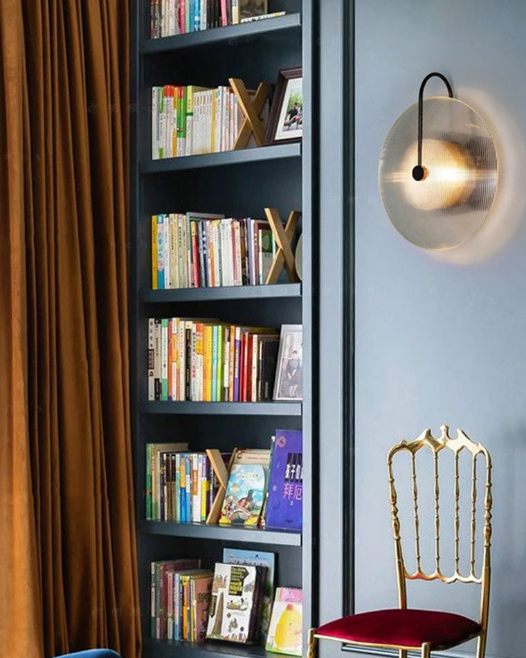 Diff Ribbed Glass Disc Wall Sconce-DF6028