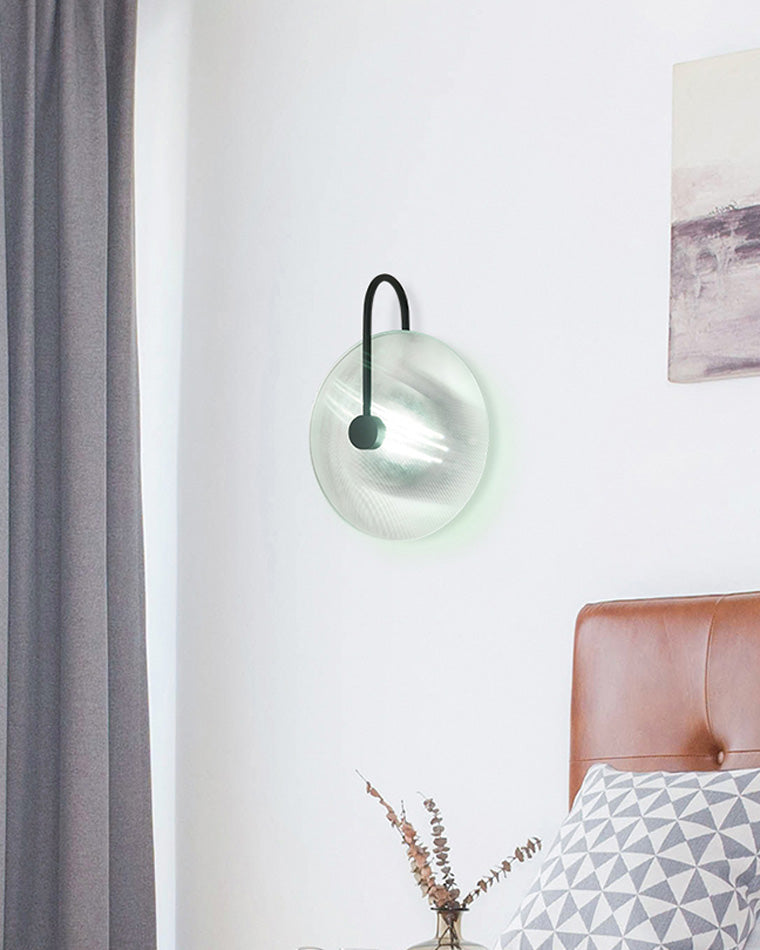 Diff Ribbed Glass Disc Wall Sconce-DF6028