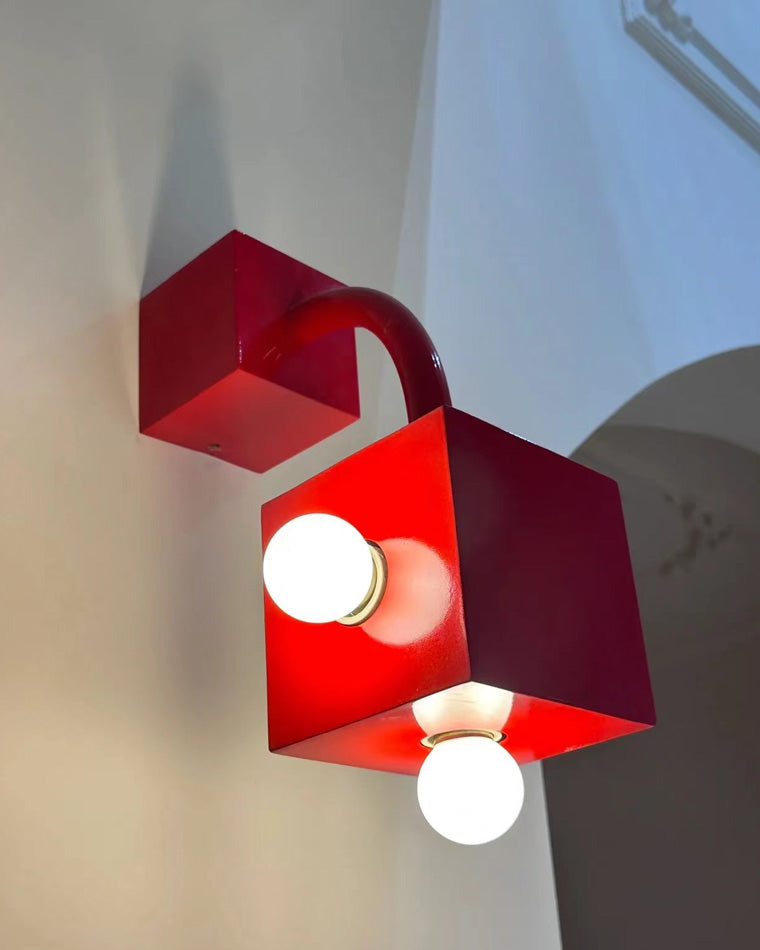 Diff Red Square Mid Century Wall Sconce with Pull Chain-DF6050