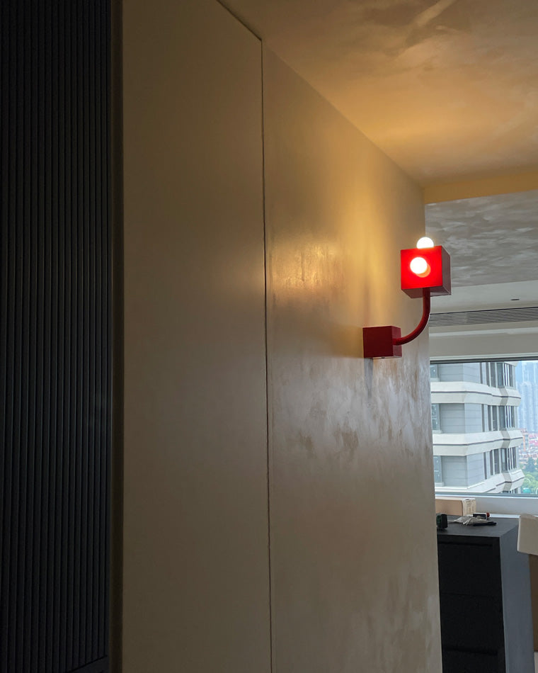 Diff Red Square Mid Century Wall Sconce with Pull Chain-DF6050