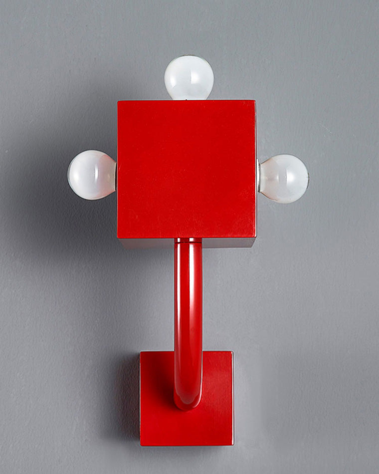 Diff Red Square Mid Century Wall Sconce with Pull Chain-DF6050