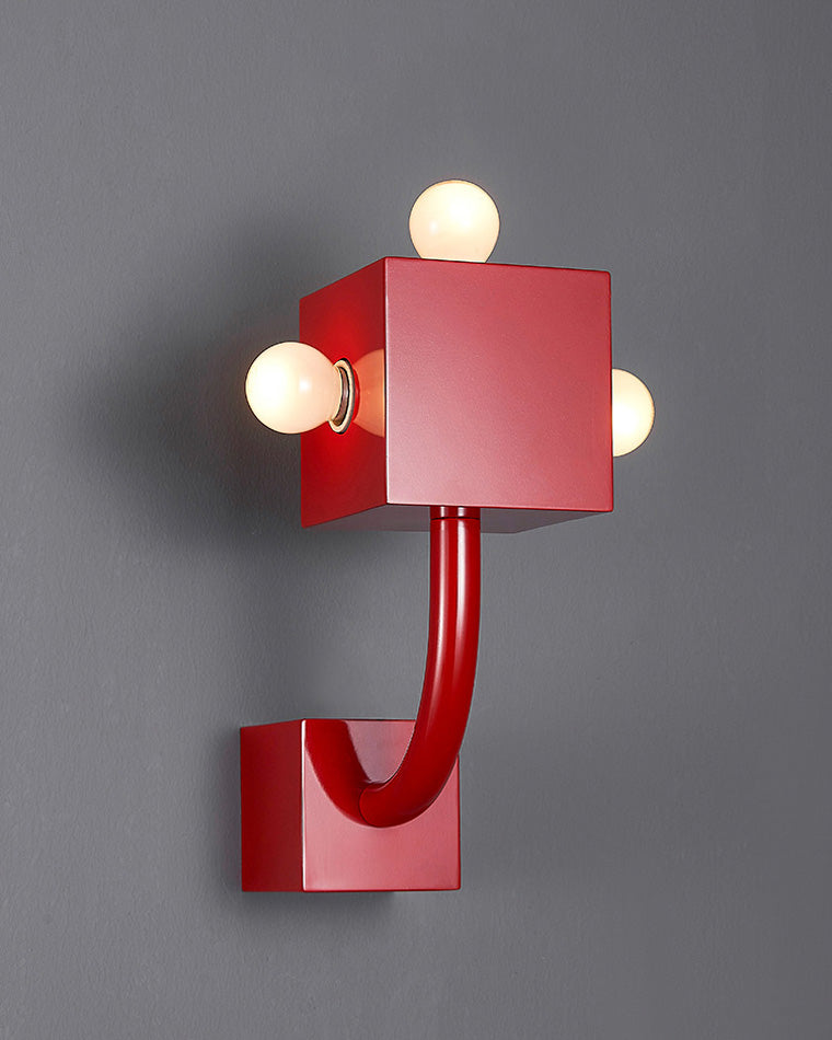 Diff Red Square Mid Century Wall Sconce with Pull Chain-DF6050