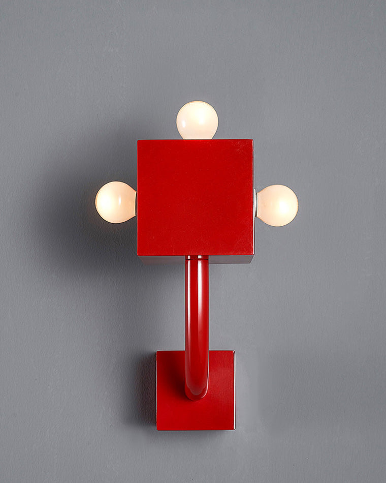 Diff Red Square Mid Century Wall Sconce with Pull Chain-DF6050