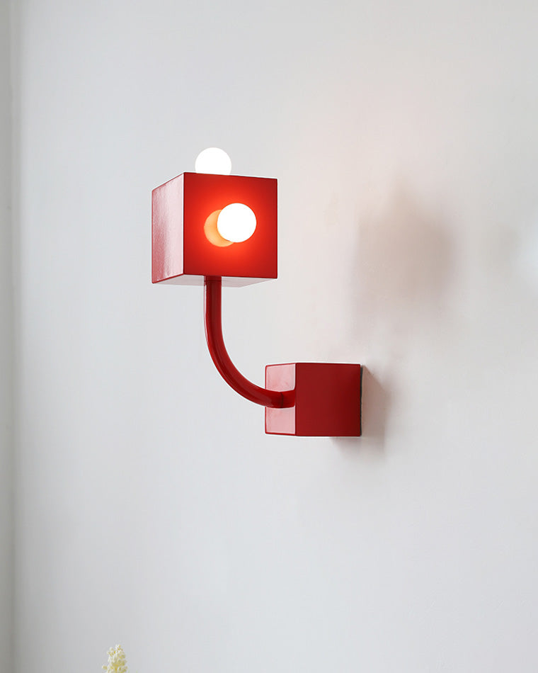 Diff Red Square Mid Century Wall Sconce with Pull Chain-DF6050