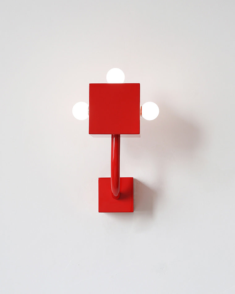 Diff Red Square Mid Century Wall Sconce with Pull Chain-DF6050