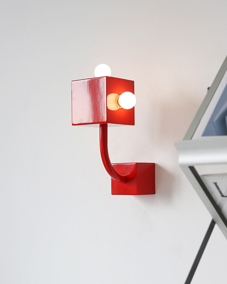 Diff Red Square Mid Century Wall Sconce with Pull Chain-DF6050