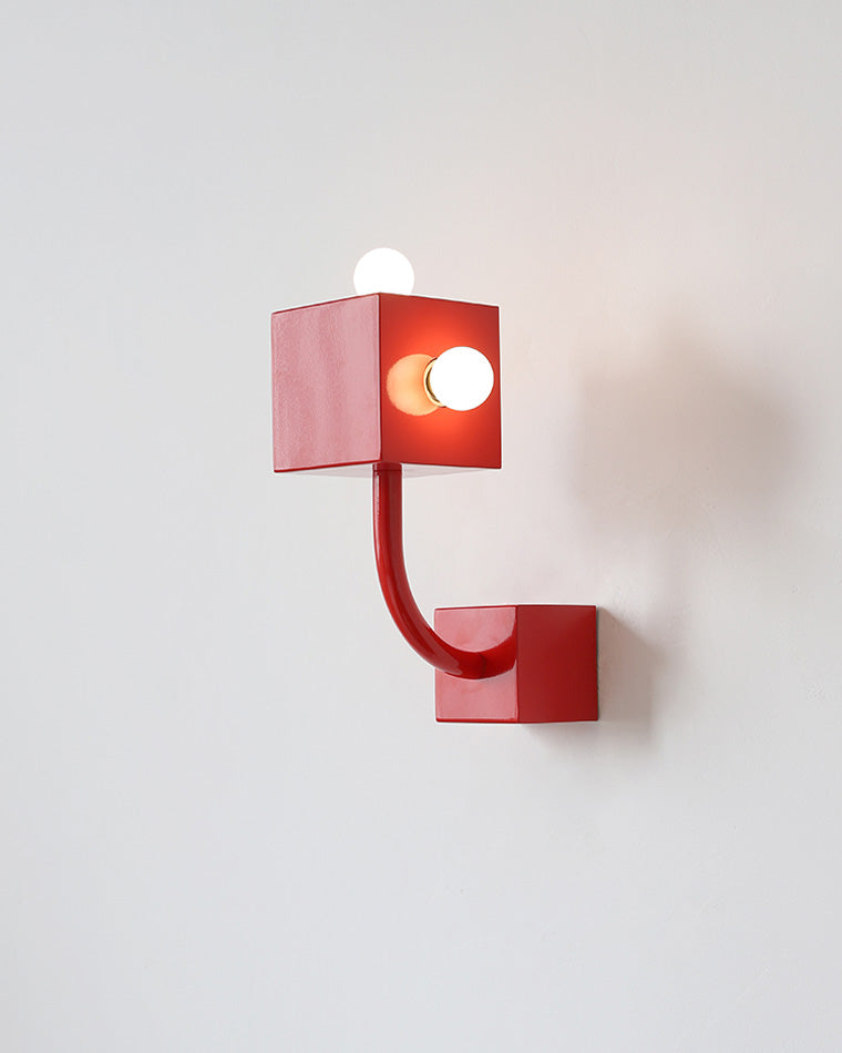 Diff Red Square Mid Century Wall Sconce with Pull Chain-DF6050