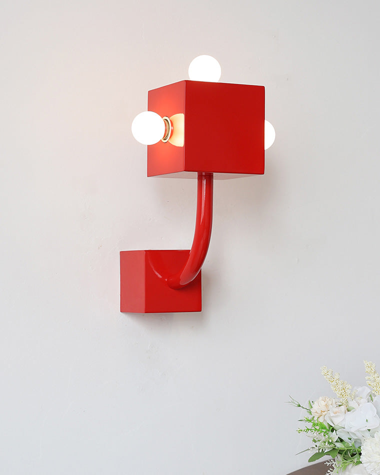 Diff Red Square Mid Century Wall Sconce with Pull Chain-DF6050