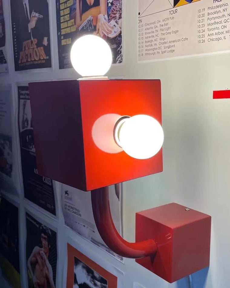 Diff Red Square Mid Century Wall Sconce with Pull Chain-DF6050