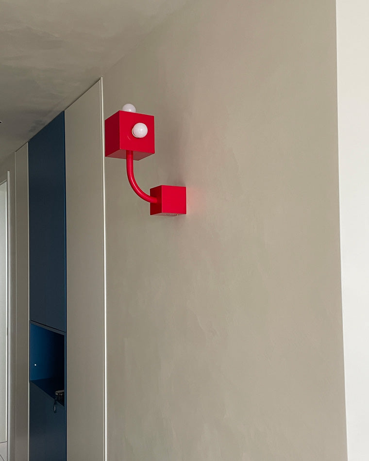 Diff Red Square Mid Century Wall Sconce with Pull Chain-DF6050