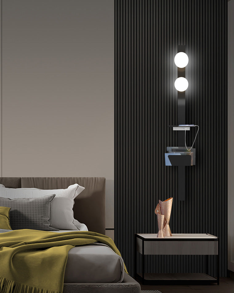 Diff Bar Wall Sconce with Charging Panel and Shelf-DF6056