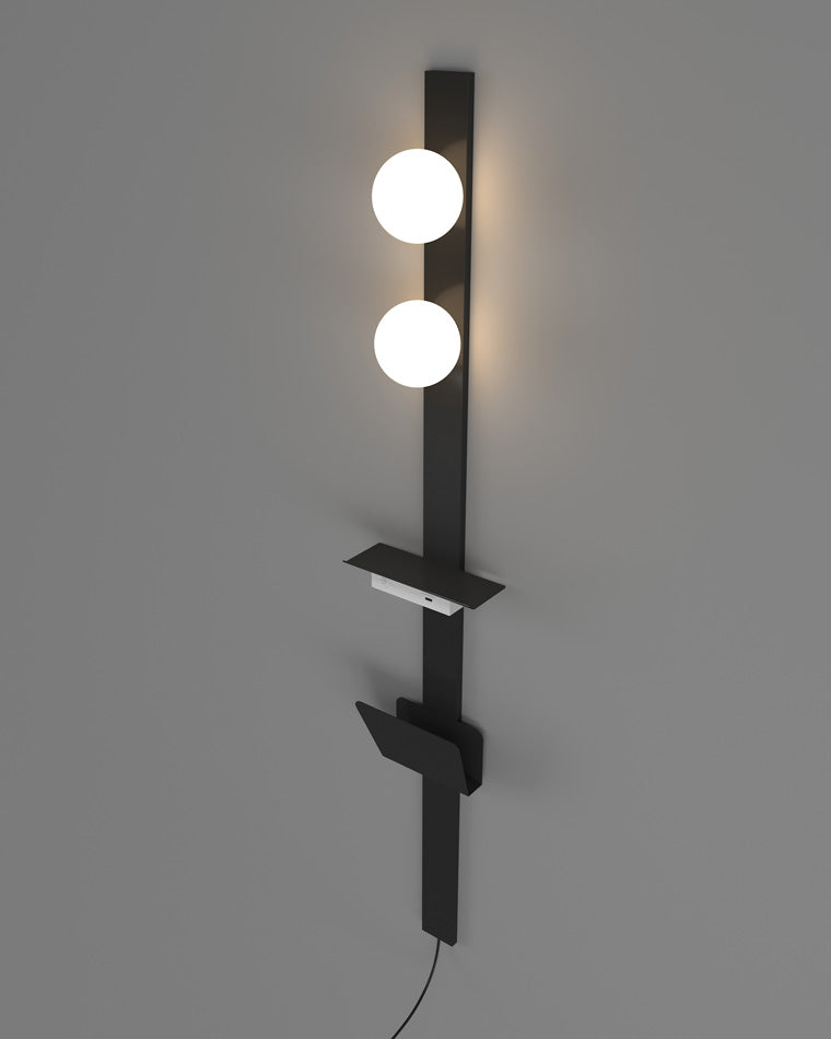 Diff Bar Wall Sconce with Charging Panel and Shelf-DF6056