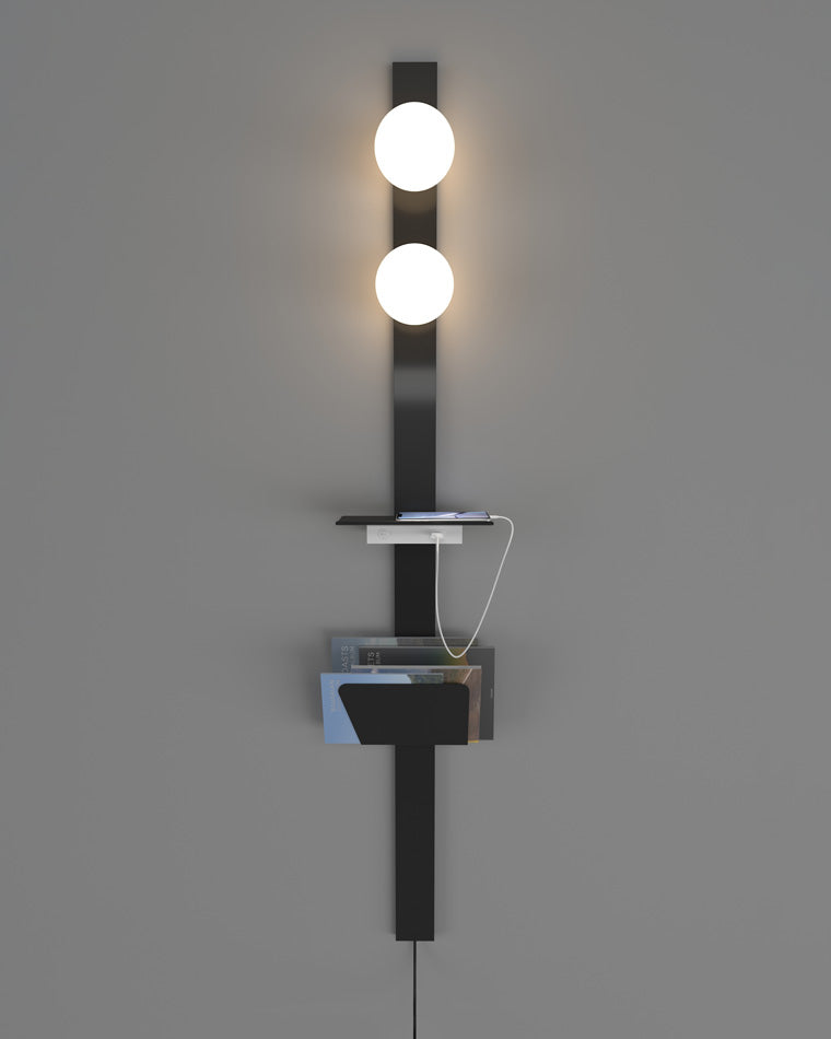 Diff Bar Wall Sconce with Charging Panel and Shelf-DF6056