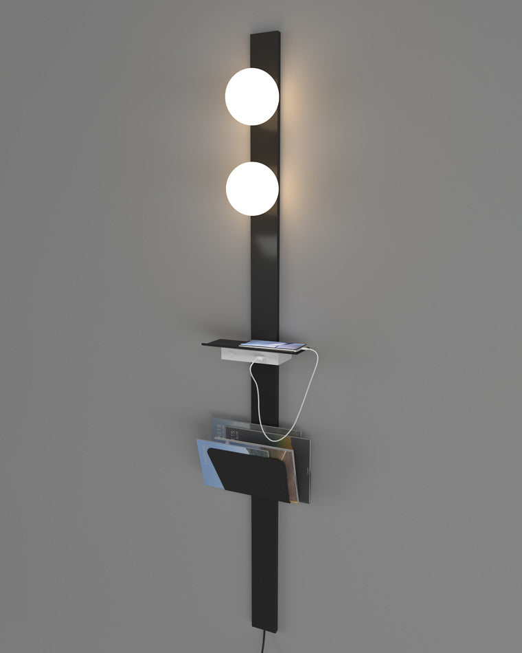 Diff Bar Wall Sconce with Charging Panel and Shelf-DF6056