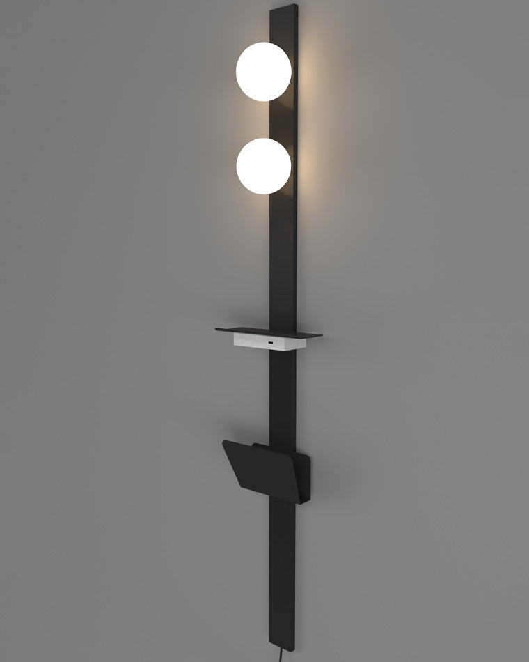Diff Bar Wall Sconce with Charging Panel and Shelf-DF6056