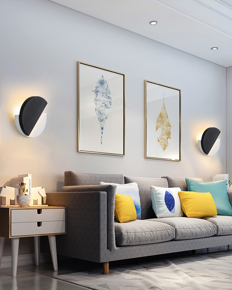 Diff Adjustable Black & White Round Disc Wall Lamps-DF6071