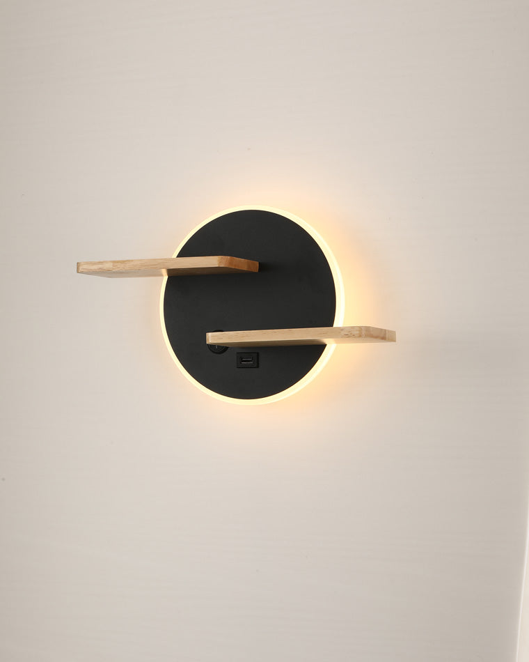 Diff Round Accent Wall Sconce with Shelf, Switch and USB-DF6084