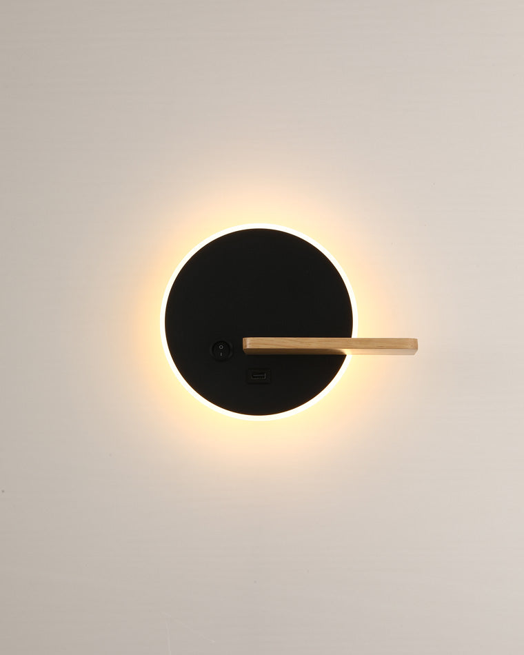 Diff Round Accent Wall Sconce with Shelf, Switch and USB-DF6084