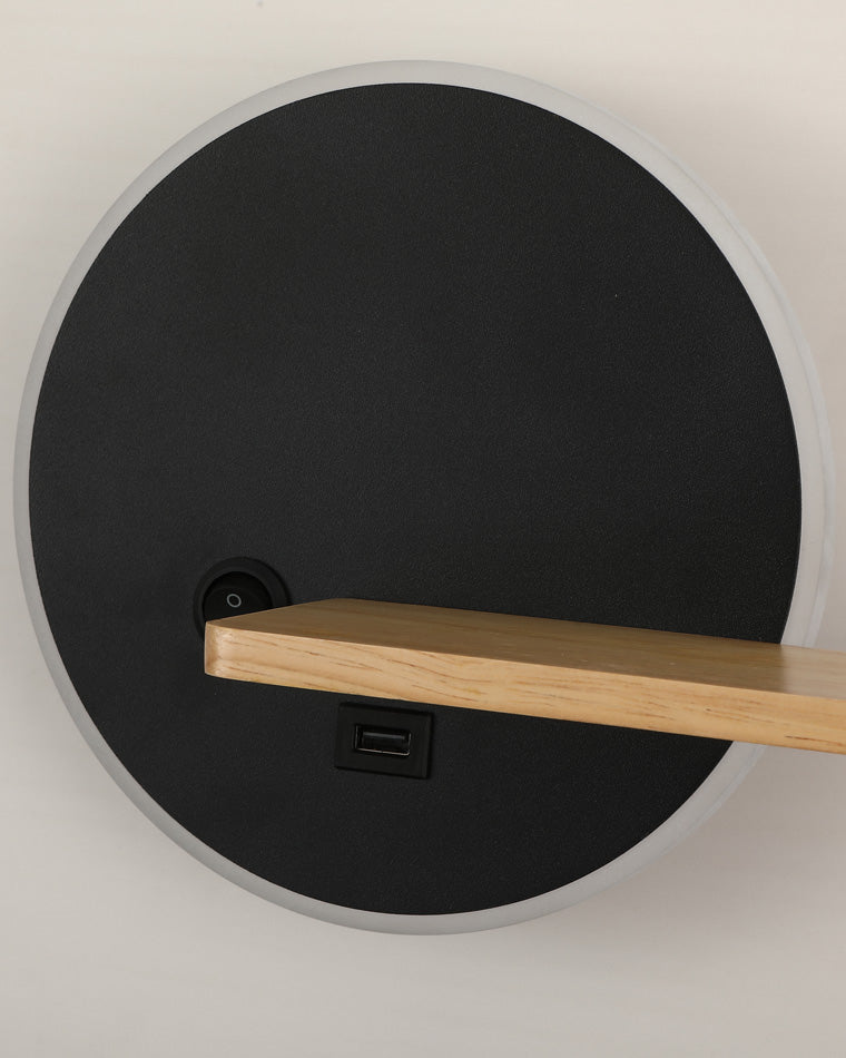 Diff Round Accent Wall Sconce with Shelf, Switch and USB-DF6084