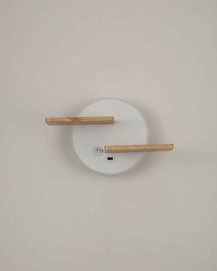 Diff Round Accent Wall Sconce with Shelf, Switch and USB-DF6084