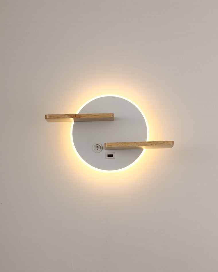 Diff Round Accent Wall Sconce with Shelf, Switch and USB-DF6084