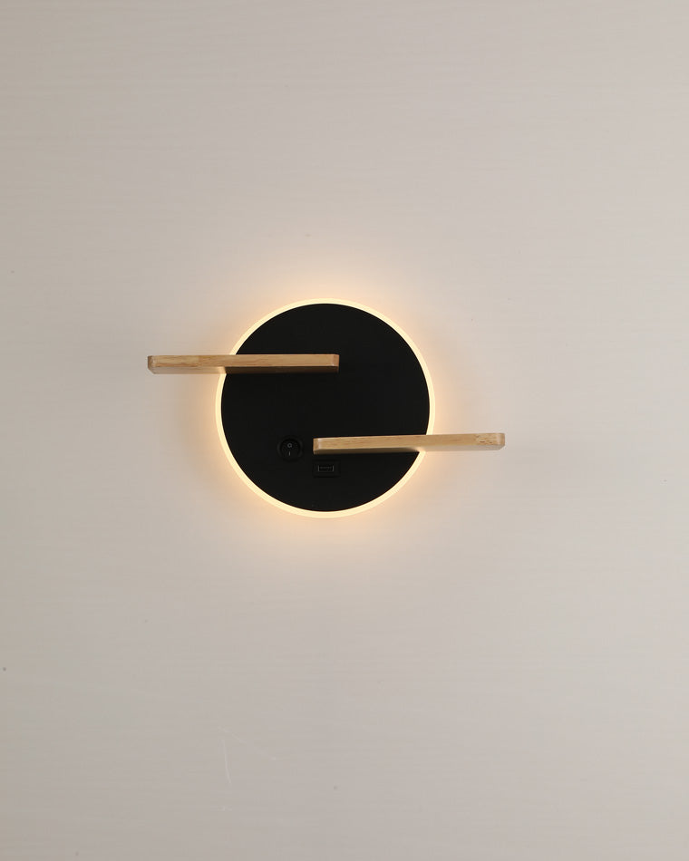 Diff Round Accent Wall Sconce with Shelf, Switch and USB-DF6084