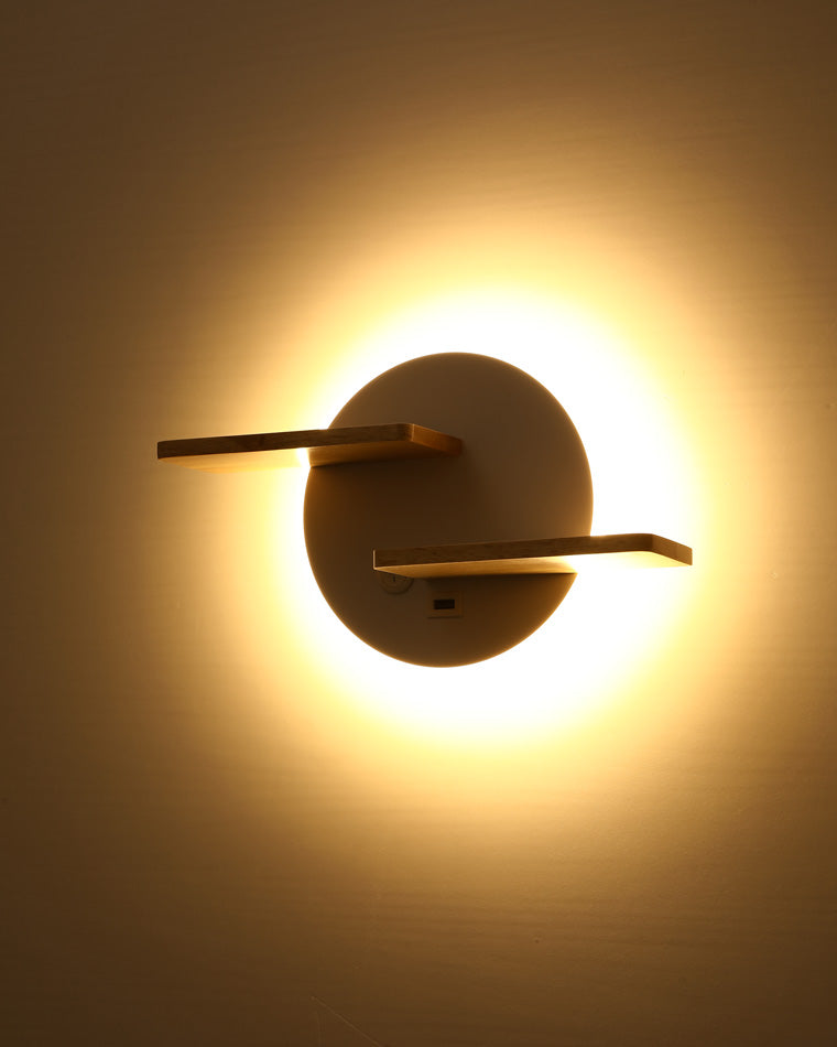 Diff Round Accent Wall Sconce with Shelf, Switch and USB-DF6084