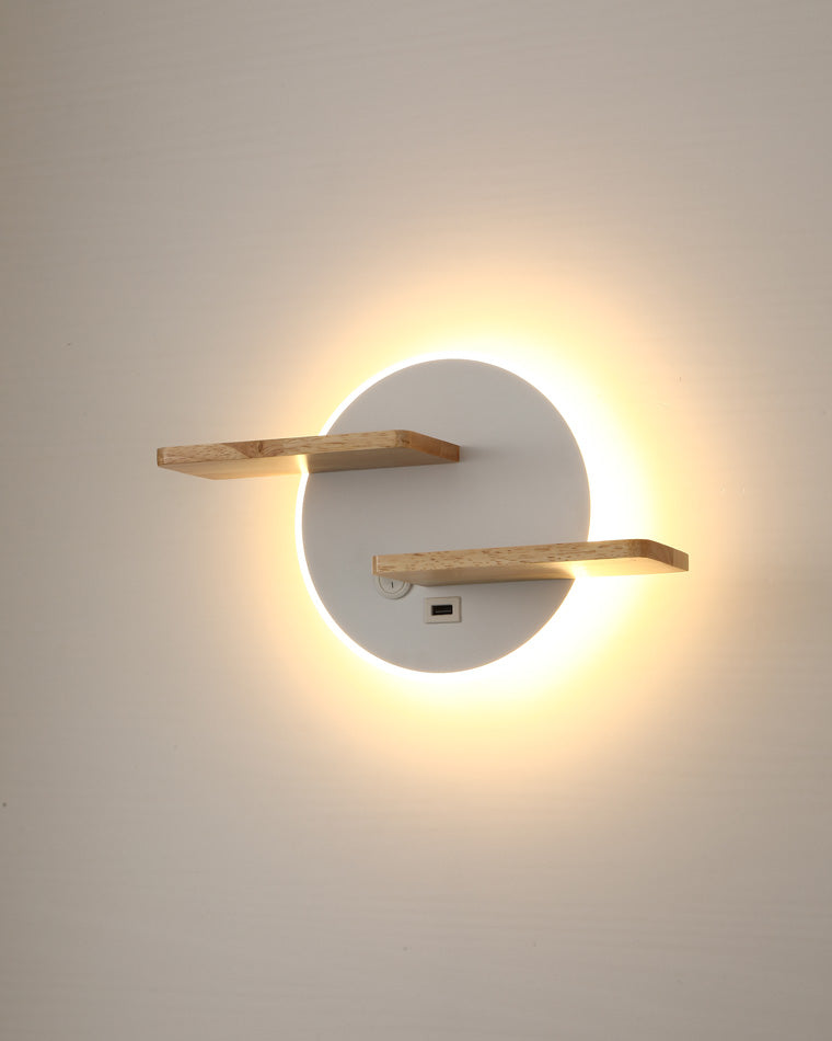 Diff Round Accent Wall Sconce with Shelf, Switch and USB-DF6084